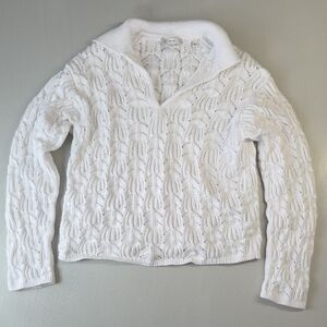 Vince Baja Pointelle White Summer Sweater Sz. Large